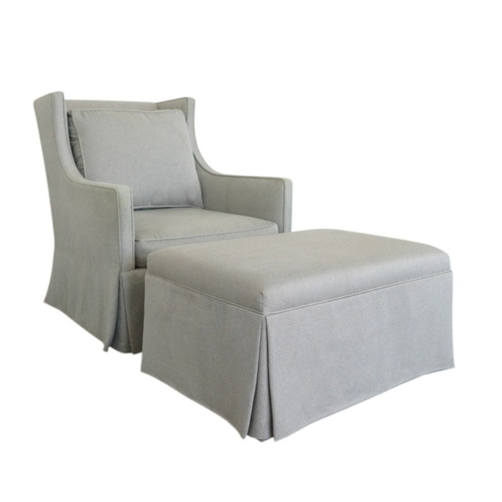 Upholstered Swivel Armchair & Ottoman
