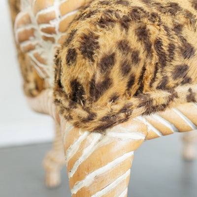 Napoleon III Style Rope-Carved Leopard Print Accent Chair