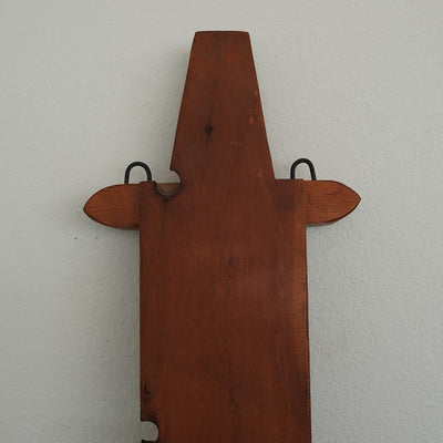 Vintage Rustic Wood & Iron Wall Pot Rack