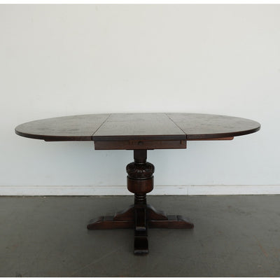Vintage Jaycee English Oak Extendable Pedestal Dining Table