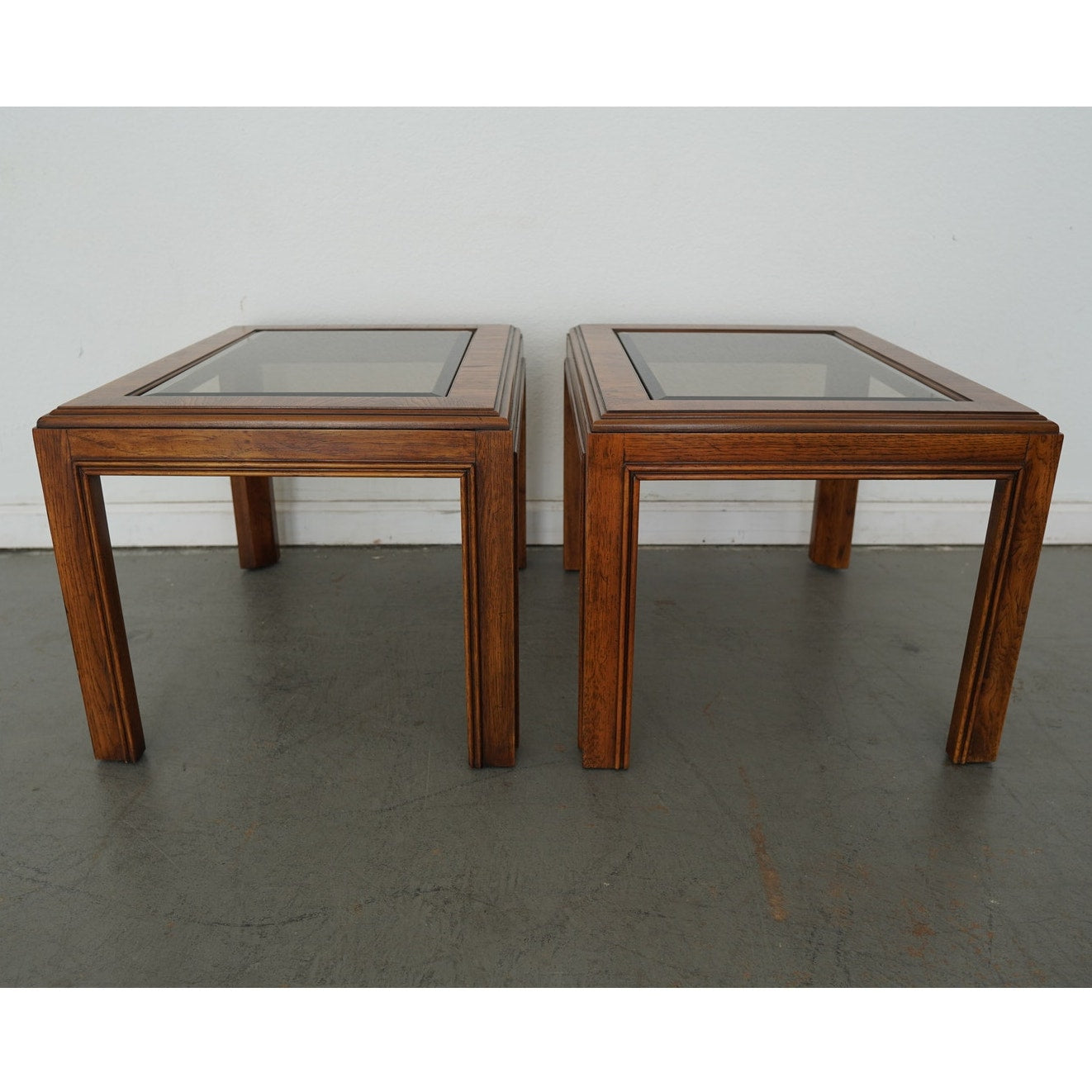 Vintage Drexel Heritage Accolade Collection Glass-Top End Tables (Set of 2)