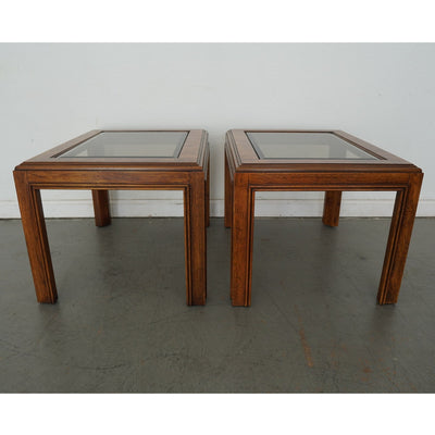 Vintage Drexel Heritage Accolade Collection Glass-Top End Tables (Set of 2)