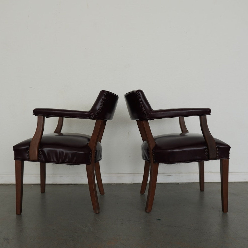 Hickory Leather Co. Burgundy Arm Chairs (Set of 2)