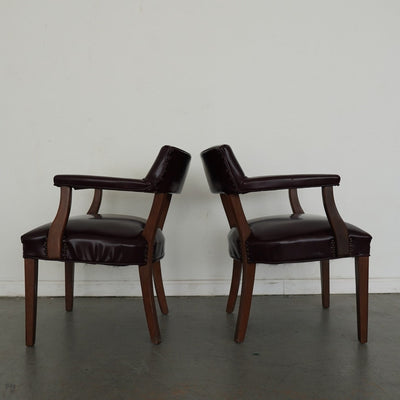 Hickory Leather Co. Burgundy Arm Chairs (Set of 2)
