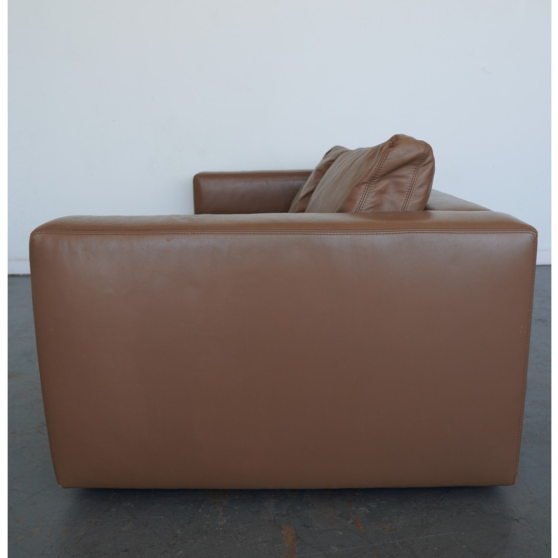 Design Within Reach Reid Leather Sofa & Ottoman