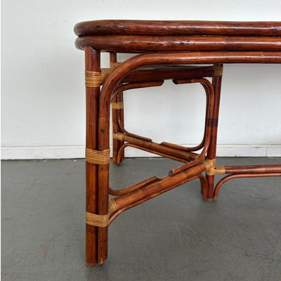 Vintage Rattan & Cane Glass Top Dining Table