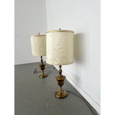 Vintage Rembrandt-Style Brass Torchiere Table Lamp (Set o 2)