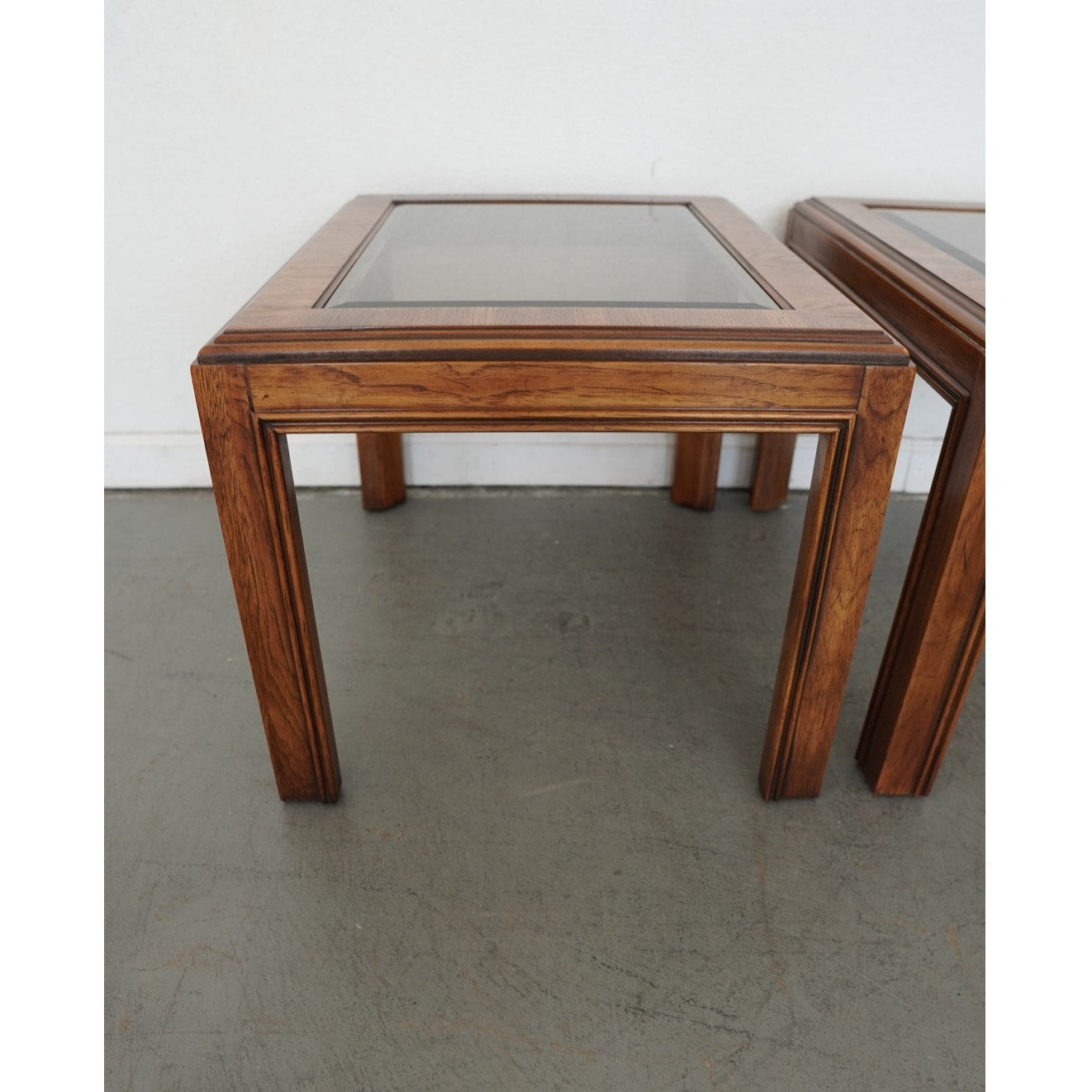 Vintage Drexel Heritage Accolade Collection Glass-Top End Tables (Set of 2)