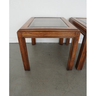 Vintage Drexel Heritage Accolade Collection Glass-Top End Tables (Set of 2)