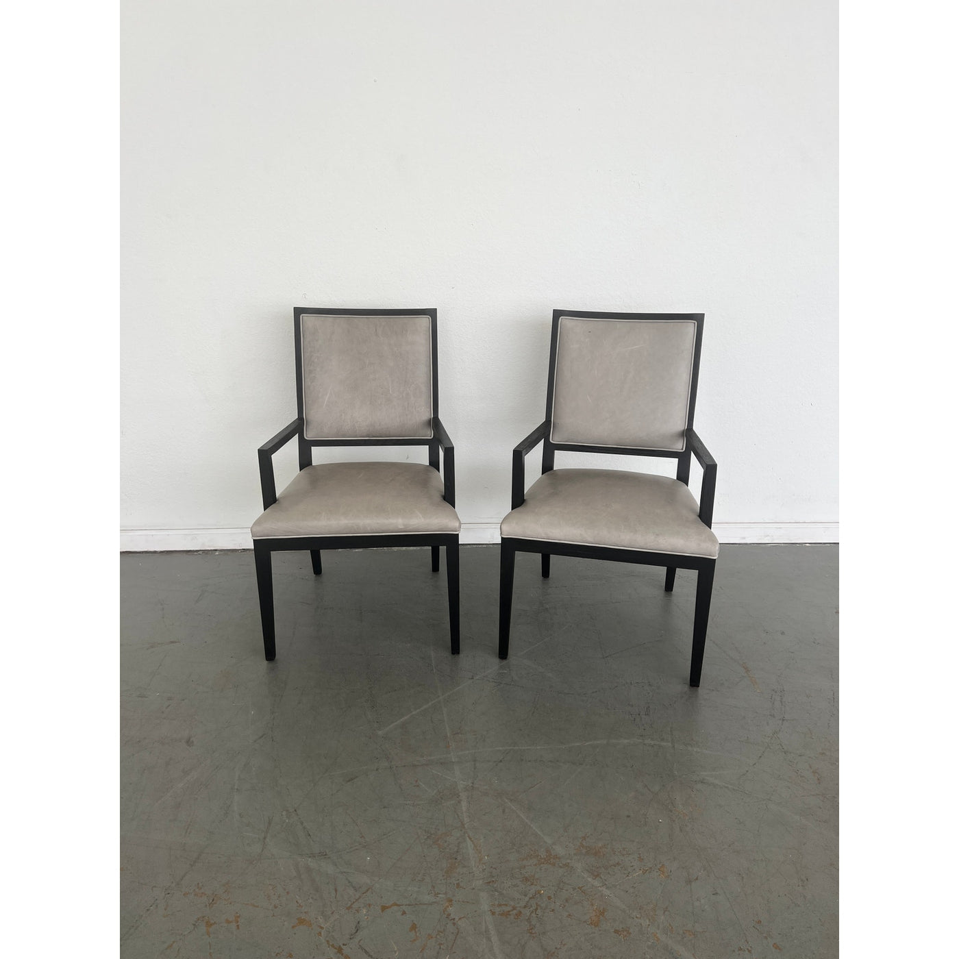 Restoration Hardware French Contemporary Leather Armchairs (Set of 2)