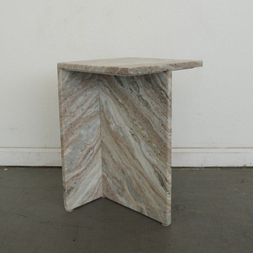 CB2 Tall Marble Side Table