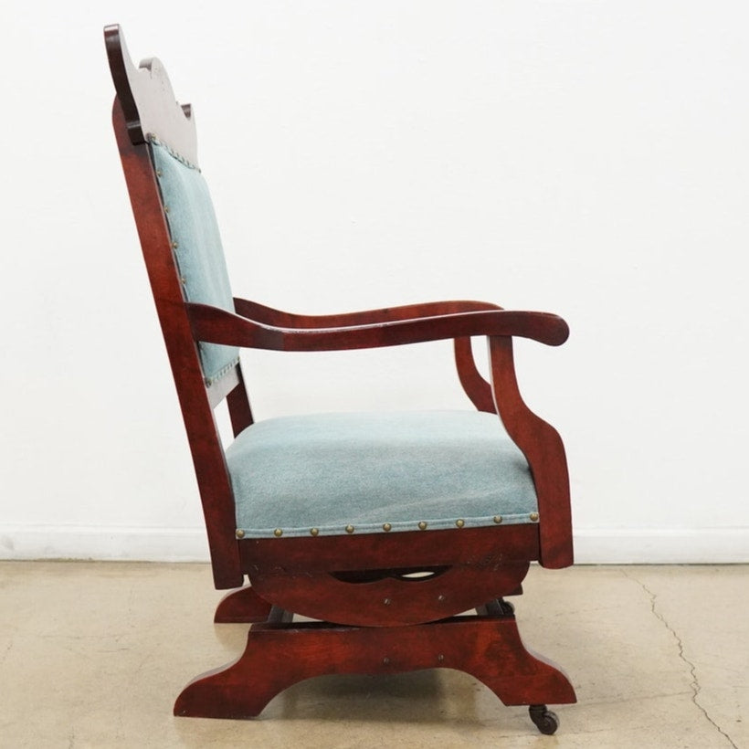 Eastlake Rocker Blue Vintage Eastlake Revival Platform Rocking Chair – Lu and Home