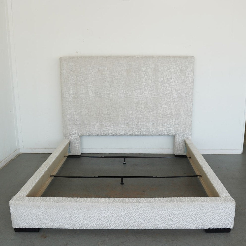 Textured Velvet Upholstered King Bed