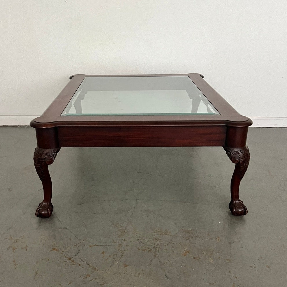 Vintage Henkel Harris Ball & Claw Carved Mahogany Coffee Table