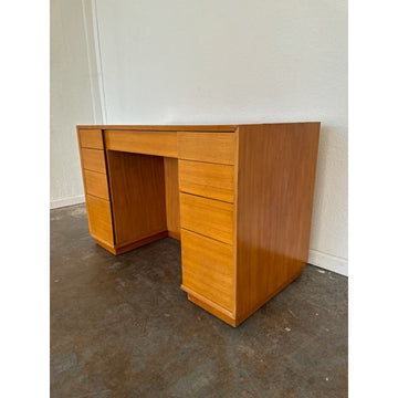 Unique Mid-Century Modern Maple 9 Drawer Desk by Drexel Heritage