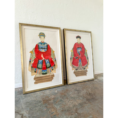 Neiman Marcus Regal Asian Figure Statuette Print I & II (Set of 2)