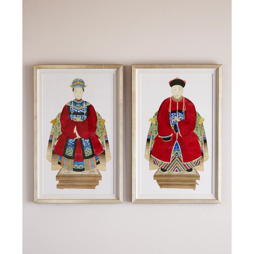 Neiman Marcus Regal Asian Figure Statuette Print I & II (Set of 2)